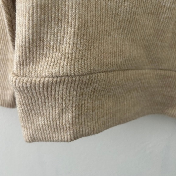 OGL Tan Ribbed Collared V-Neck Batwing Sleeve Pullover Top L Large New - Picture 4 of 7